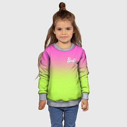 Свитшот детский Барби: градиент розовый и ярко-зеленый, цвет: 3D-меланж — фото 2