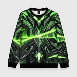 Свитшот детский Зелёный кибер рыцарь, цвет: 3D-черный