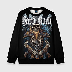 Свитшот детский Скелет викинга под Hard Rock, цвет: 3D-черный