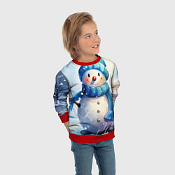Свитшот детский Большой снеговик, цвет: 3D-красный — фото 2