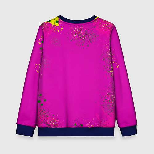 Детский свитшот Розовый мишка в свитере / 3D-Синий – фото 2