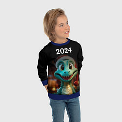 Свитшот детский Дракон символ года 2024, цвет: 3D-синий — фото 2