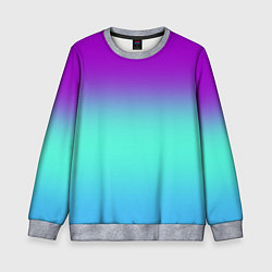 Свитшот детский Фиолетовый бирюзовый голубой неоновый градиент, цвет: 3D-меланж