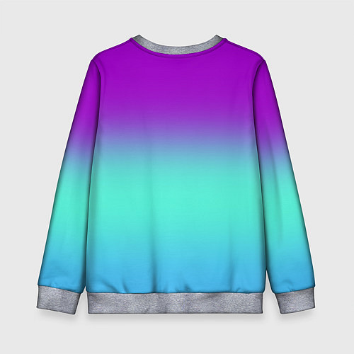 Детский свитшот Фиолетовый бирюзовый голубой неоновый градиент / 3D-Меланж – фото 2