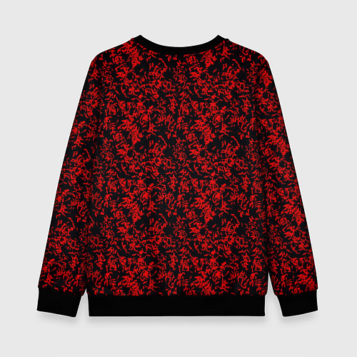 Детский свитшот Абстракция чёрная с красными перьями / 3D-Черный – фото 2