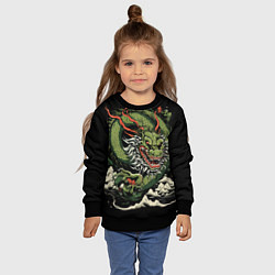 Свитшот детский Символ года зеленый дракон, цвет: 3D-черный — фото 2