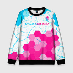 Свитшот детский Cyberpunk 2077 neon gradient style посередине, цвет: 3D-черный