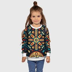 Свитшот детский Симметричный орнамент в славянском стиле, цвет: 3D-белый — фото 2