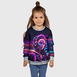 Свитшот детский Девушка в пурпурных тенях, цвет: 3D-меланж — фото 2