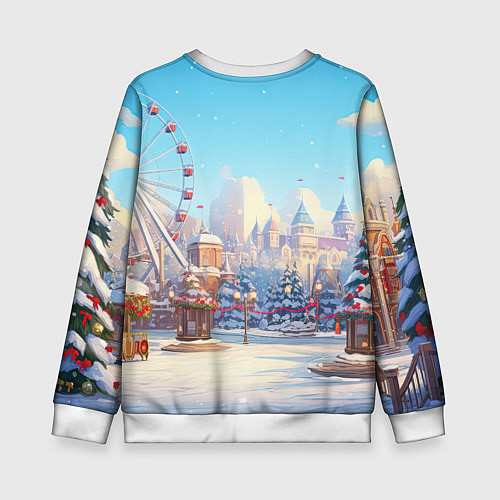 Детский свитшот С новым годом новогодний город / 3D-Белый – фото 2