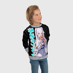 Свитшот детский Фрирен кушает пончик, цвет: 3D-меланж — фото 2