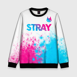 Свитшот детский Stray neon gradient style посередине, цвет: 3D-черный