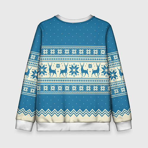 Детский свитшот Sweater with deer on a blue background / 3D-Белый – фото 2