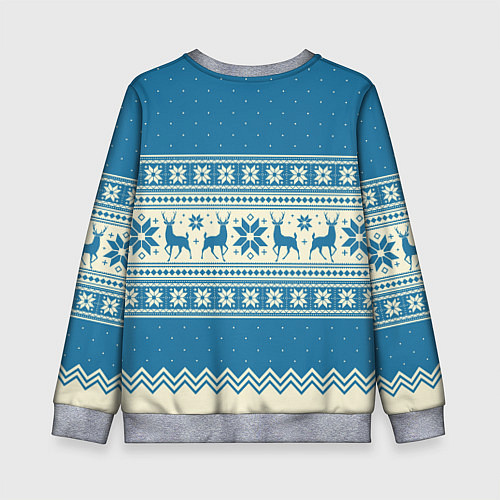 Детский свитшот Sweater with deer on a blue background / 3D-Меланж – фото 2