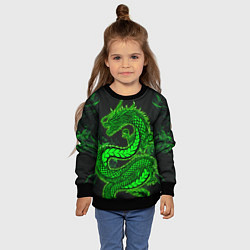 Свитшот детский Зеленый дракон с эффектом свечения, цвет: 3D-черный — фото 2
