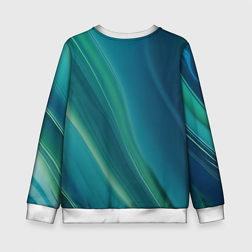 Детский свитшот Сине-зелёная жидкая текстура - нейросеть / 3D-Белый – фото 2