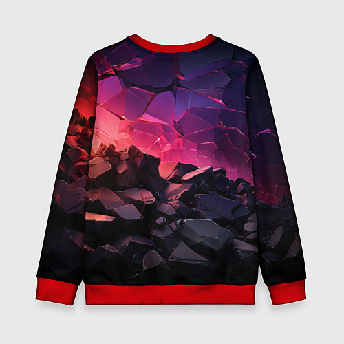 Детский свитшот Темные фиолетовые камни текстура / 3D-Красный – фото 2