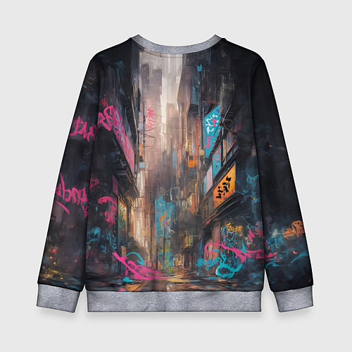 Детский свитшот Японская девушка в худи / 3D-Меланж – фото 2