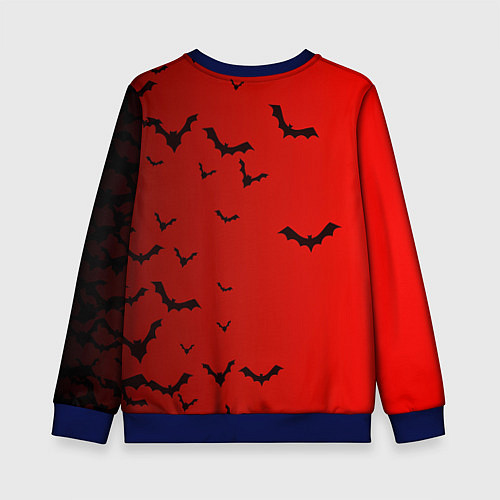 Детский свитшот Летучие мыши на красном фоне / 3D-Синий – фото 2