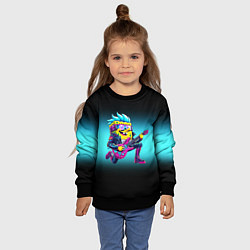 Свитшот детский Sponge Bob - rock guitarist - ai art, цвет: 3D-черный — фото 2