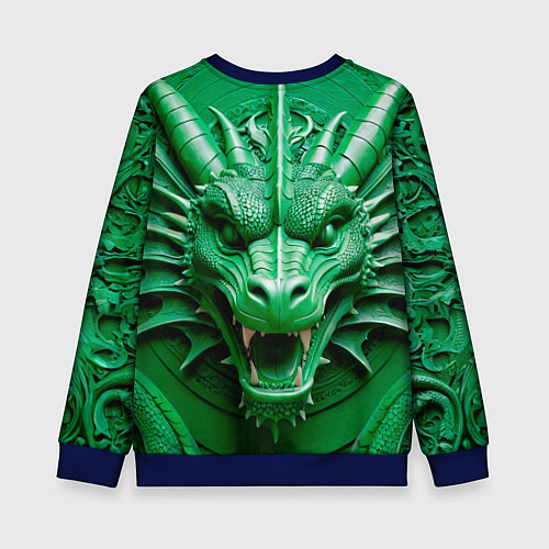Детский свитшот Нейросеть - барельеф зелёный дракон / 3D-Синий – фото 2
