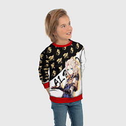 Свитшот детский Альбедо иероглифы - Геншин Импакт, цвет: 3D-красный — фото 2