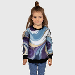 Свитшот детский Абстрактный волнистый узор фиолетовый с голубым, цвет: 3D-черный — фото 2
