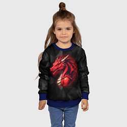 Свитшот детский Красный дракон на полигональном черном фоне, цвет: 3D-синий — фото 2