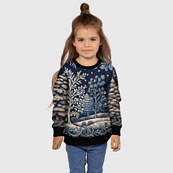 Свитшот детский Ледяные узоры нового года, цвет: 3D-черный — фото 2