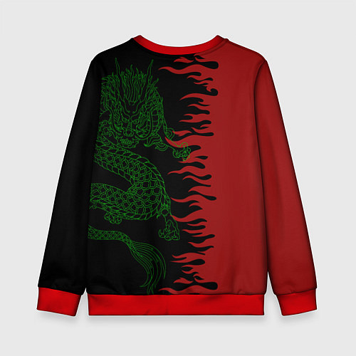 Детский свитшот Зеленый дракон - 2024 / 3D-Красный – фото 2
