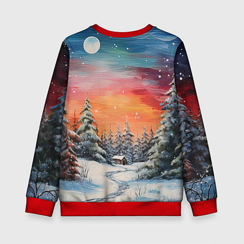 Детский свитшот Заснеженная радость нового года / 3D-Красный – фото 2