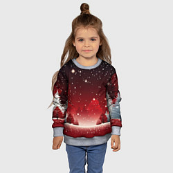 Свитшот детский Зимний берег реки с деревьями и льдом, цвет: 3D-меланж — фото 2