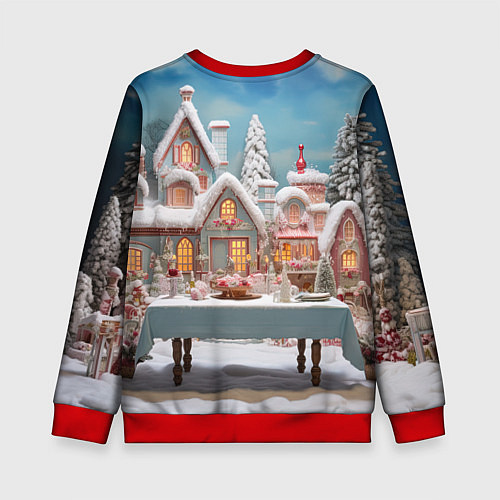 Детский свитшот Снежный день в городе / 3D-Красный – фото 2