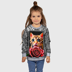 Свитшот детский Кот в телефоне, цвет: 3D-меланж — фото 2