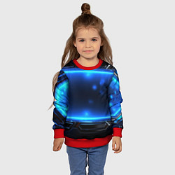 Свитшот детский Синий неоновый экран, цвет: 3D-красный — фото 2