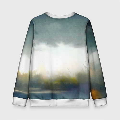 Детский свитшот Минималистичный пейзаж с медведем акварель / 3D-Белый – фото 2