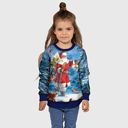 Свитшот детский Дед Мороз в лесу с животными, цвет: 3D-синий — фото 2