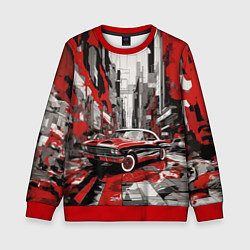 Свитшот детский Черно-красный автомобиль, цвет: 3D-красный