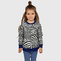 Свитшот детский Шкура зебры черно - белая графика, цвет: 3D-синий — фото 2
