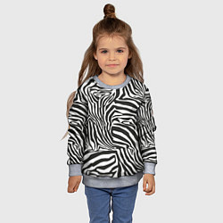 Свитшот детский Шкура зебры черно - белая графика, цвет: 3D-меланж — фото 2