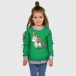Свитшот детский Новогодний единорог, цвет: 3D-меланж — фото 2