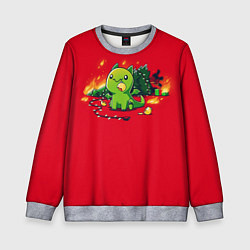 Свитшот детский Новогодний кото-дракон, цвет: 3D-меланж