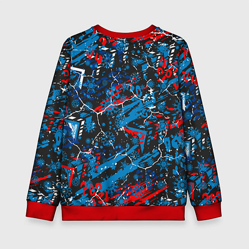 Детский свитшот Санта Клаус на скейтборде / 3D-Красный – фото 2