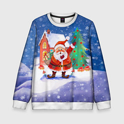 Детский свитшот Дед Мороз с мешком и елкой