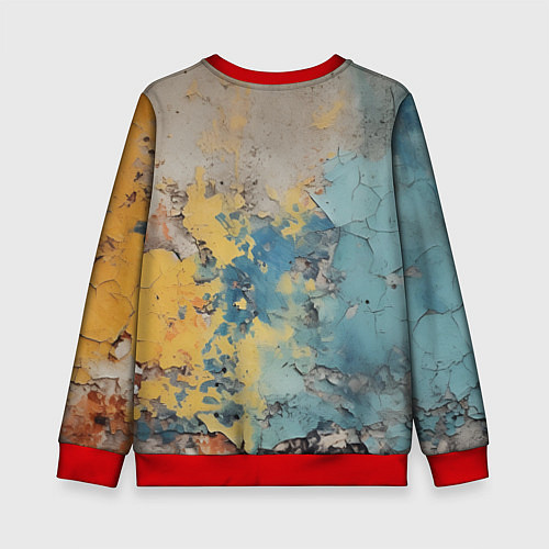 Детский свитшот Гранжевая стена с краской / 3D-Красный – фото 2