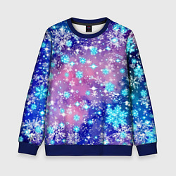 Свитшот детский Снежинки - морозный паттерн, цвет: 3D-синий