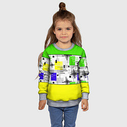Свитшот детский Узор из полос желтого и зеленого цвета, цвет: 3D-меланж — фото 2
