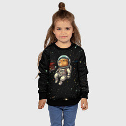 Свитшот детский Капибара бравый космонавт - фантазия, цвет: 3D-черный — фото 2
