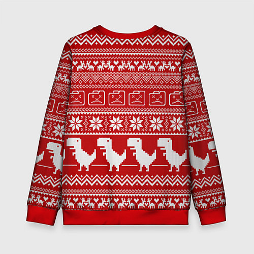 Детский свитшот Динозаврик гугл хром - красный / 3D-Красный – фото 2