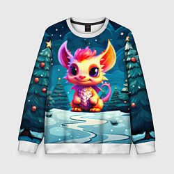 Свитшот детский Маленький пушистый дракошка, цвет: 3D-белый